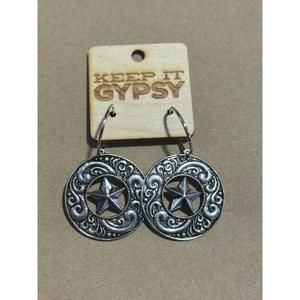 NEW KEEP IT GYPSY women's star center earrings in silver